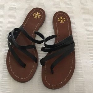 Tory Burch, black strappy sandal. Worn once.